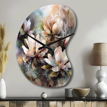 Pink Magnolia Symphony II - Asymmetric Metal Wall Clock